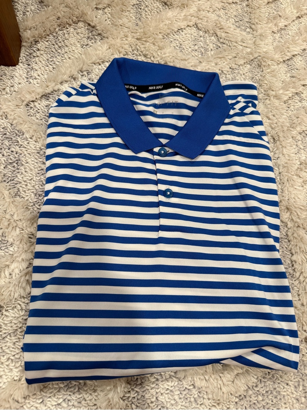 Nike Striped Blue & White Men’s Golf Polo Shirt